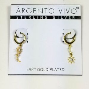 Argento Vivo Sun and Moon 18K Gold Plated Earrings